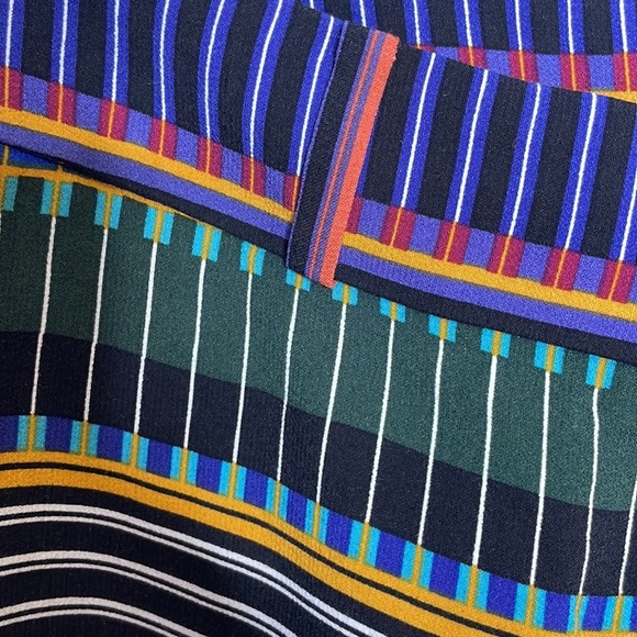 LOFT MULTI STRIPE MULTI COLOR WIDE LEG CROP PANTS WITH POCKETS SZ  12P - Picture 7 of 13